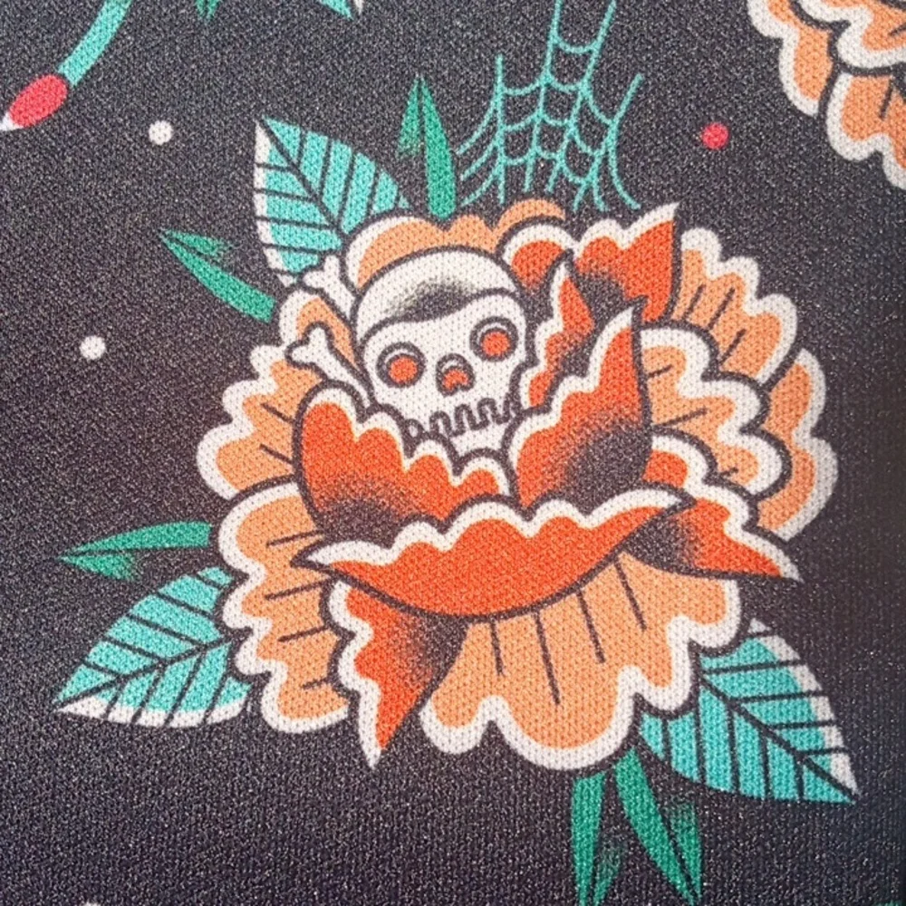Sourpuss Peony Flowers w black cats skulls pumpkins Makeup Pencil  Zip Case New